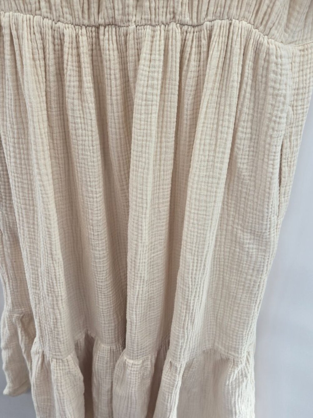 Chelsea & Theodore Cream 100% Cotton Gauze Button Down Midi Dress Size Large - Picture 5 of 14